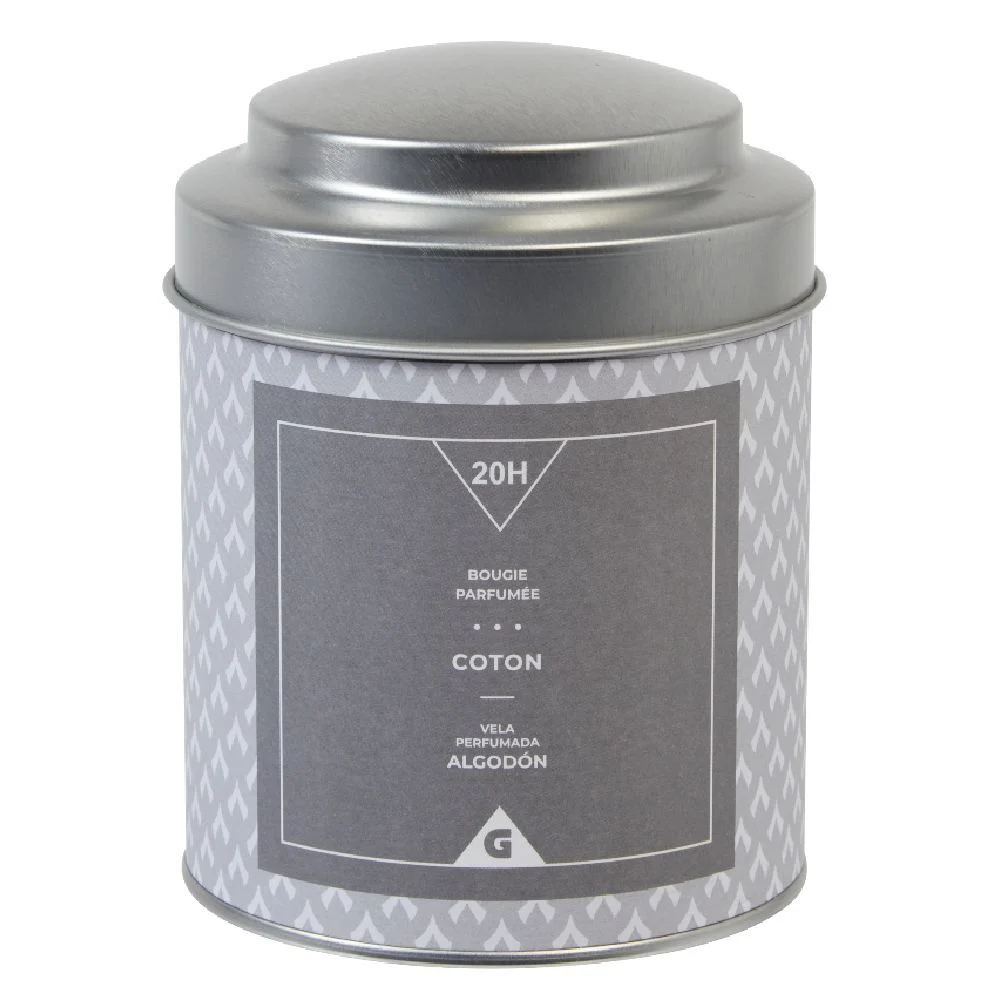 Bougie parfumée dans pot en métal senteur coton