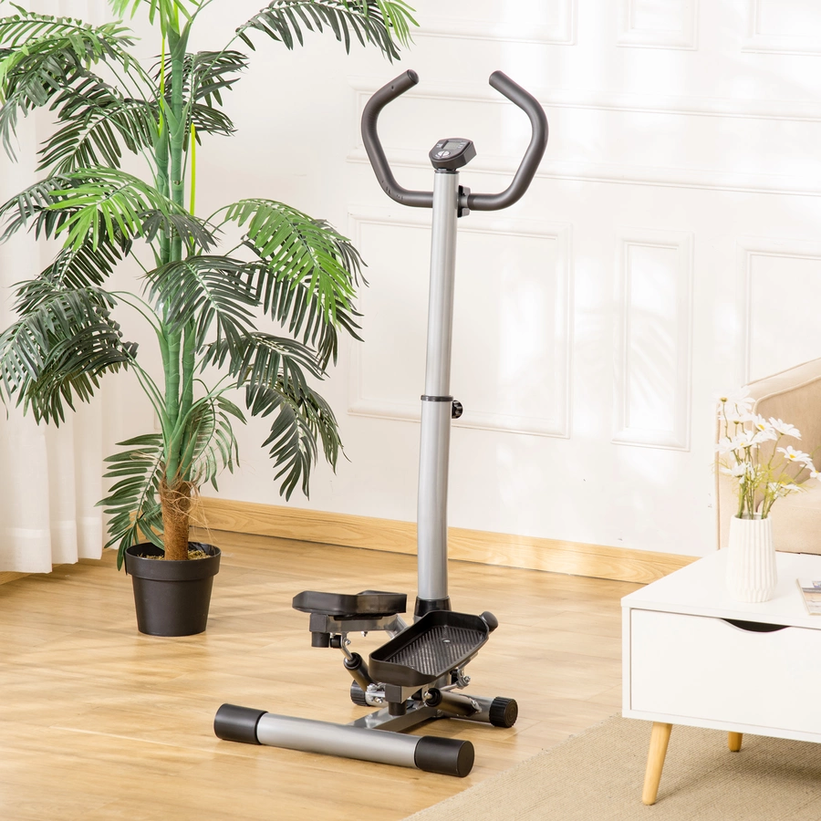 HOMCOM Stepper mit LCD-Bildschirm und einstellbare Geschwindigkeit grau