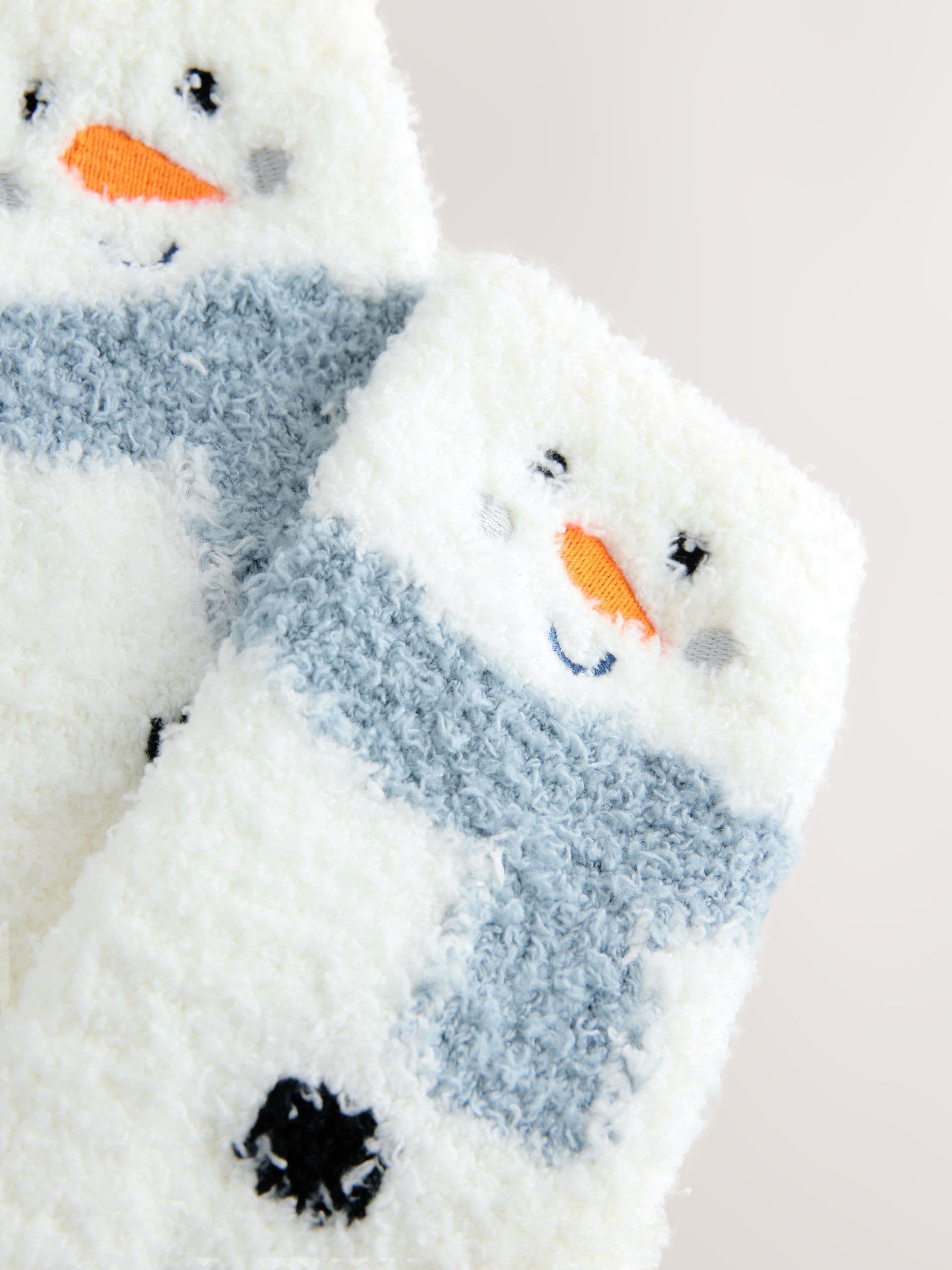 Wit met sneeuwpop - Set van 1 paar behaaglijke kerstsokken