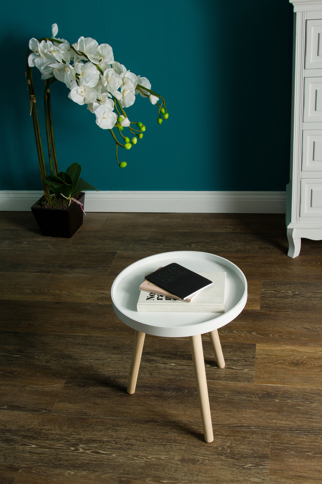 Beistelltisch LIEKE - weiß-braun - 60 cm