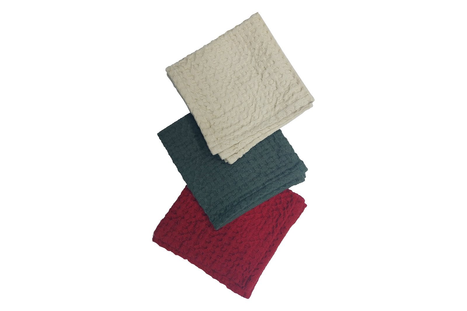 Ava klut 3pk Rød, grønn og offwhite 30x30 cm