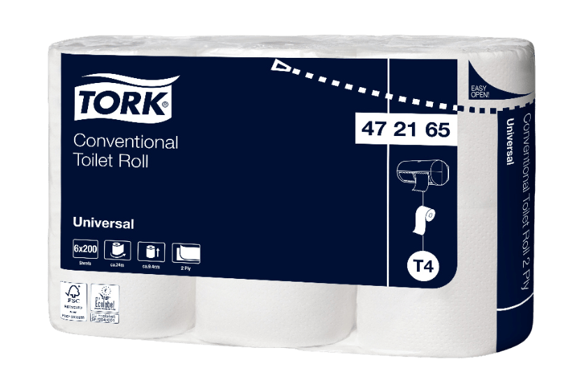 Tork® T4 Traditioneel Toiletpapier Rol 2-laags 48x200 vellen Wit (4721