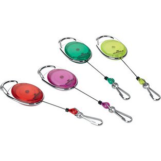 Porte-badge avec enrouleur, oval, violet/transparent