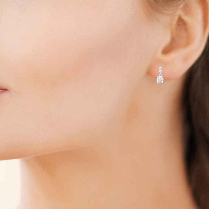 Boucles d'oreilles puces - Argent 925/1000 rhodié & oxyde de zirconium