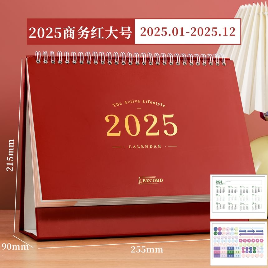 Baburu - Eenvoudige bureaukalender 2025 met sticker (verschillende ontwerpen)