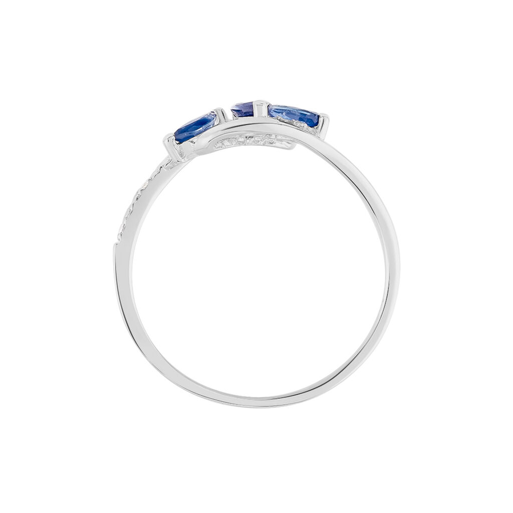 Bague Petale Or Blanc Saphir Et Diamant
