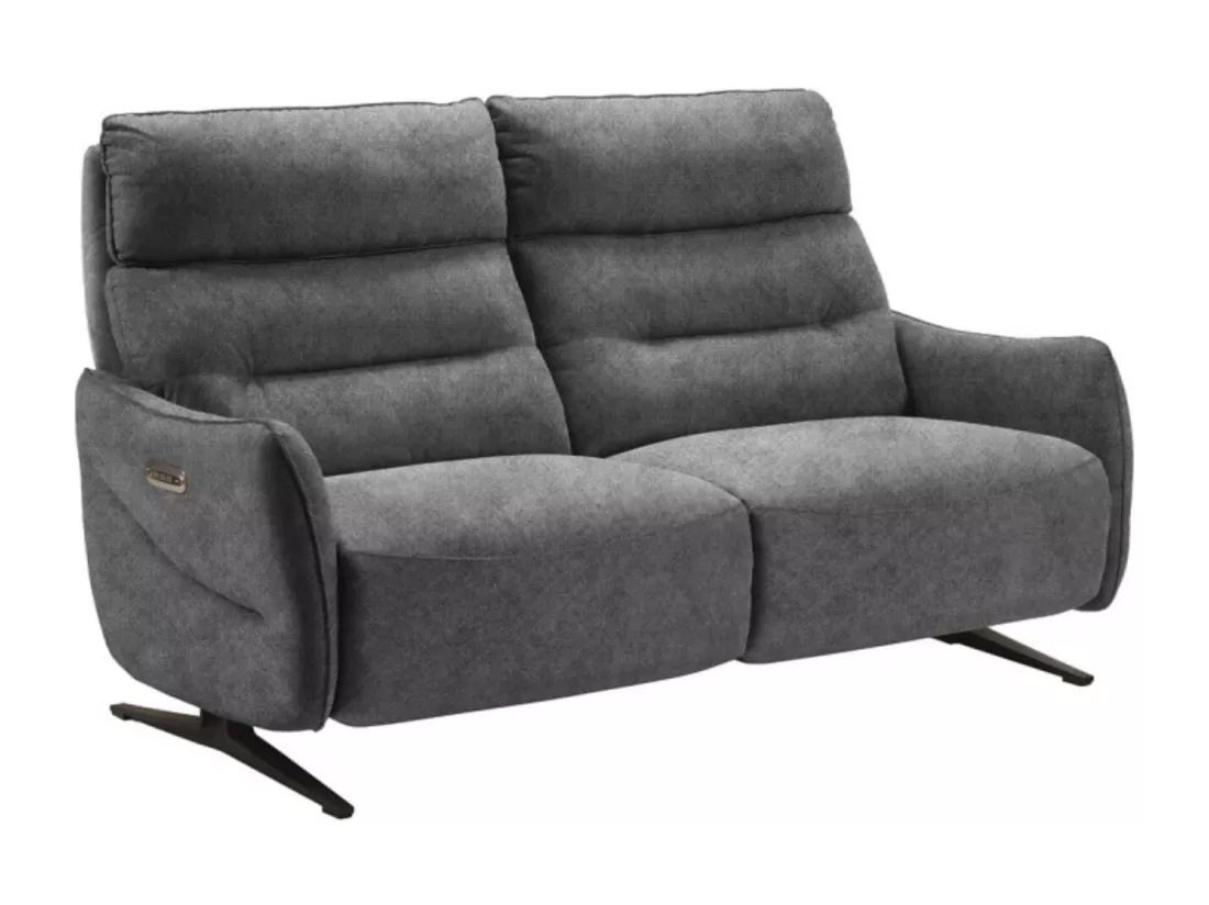 Canapé de relaxation en microfibre Kondonia-Couleur Gris-Système Electrique-3 places