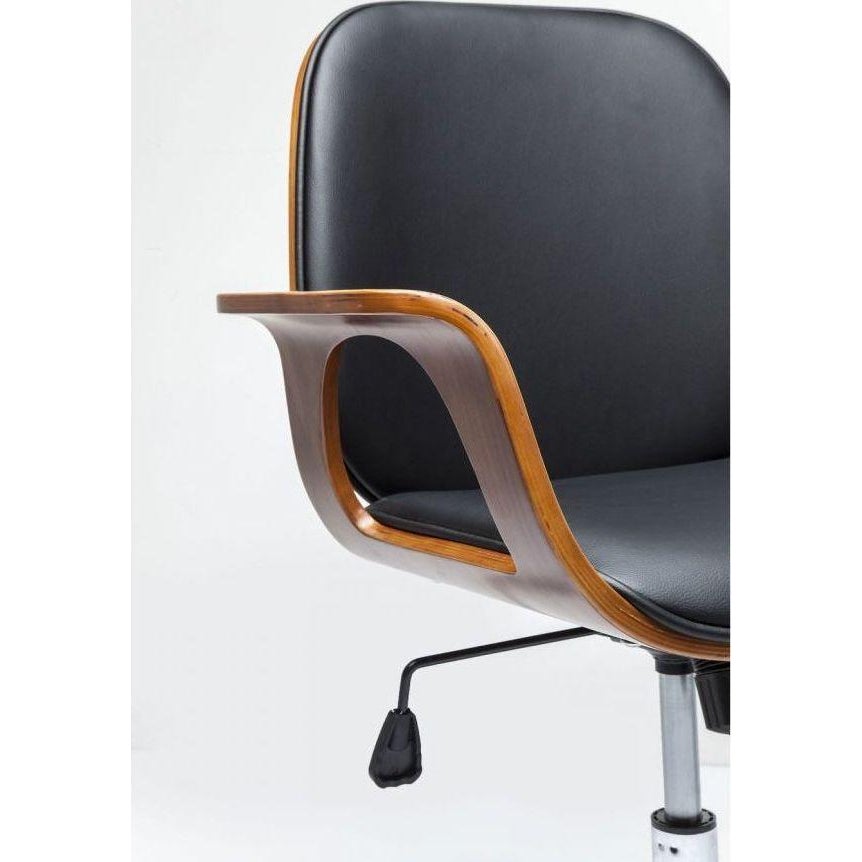 Kare Design Patron Walnut Bureaustoel - Kunstleer Zwart
