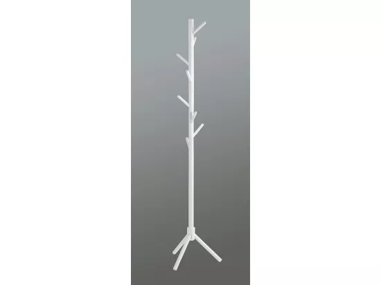 Porte-manteau avec 8 crochets en bois massif coloris blanc - diamètre 43 x hauteur 174 cm
