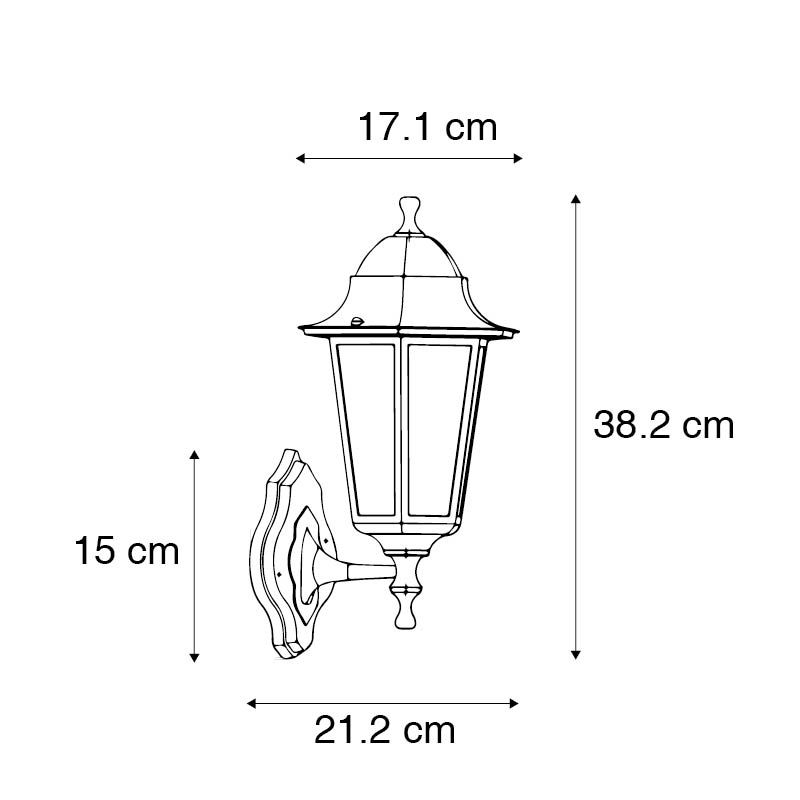 Klassieke buiten wandlamp zwart met bewegingssensor - New Haven