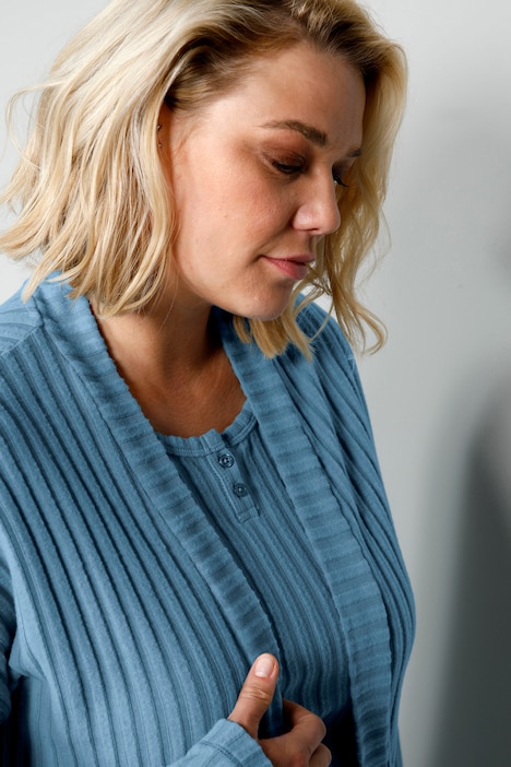Bademantel, oversized, offene Form, Strukturjersey, Langarm