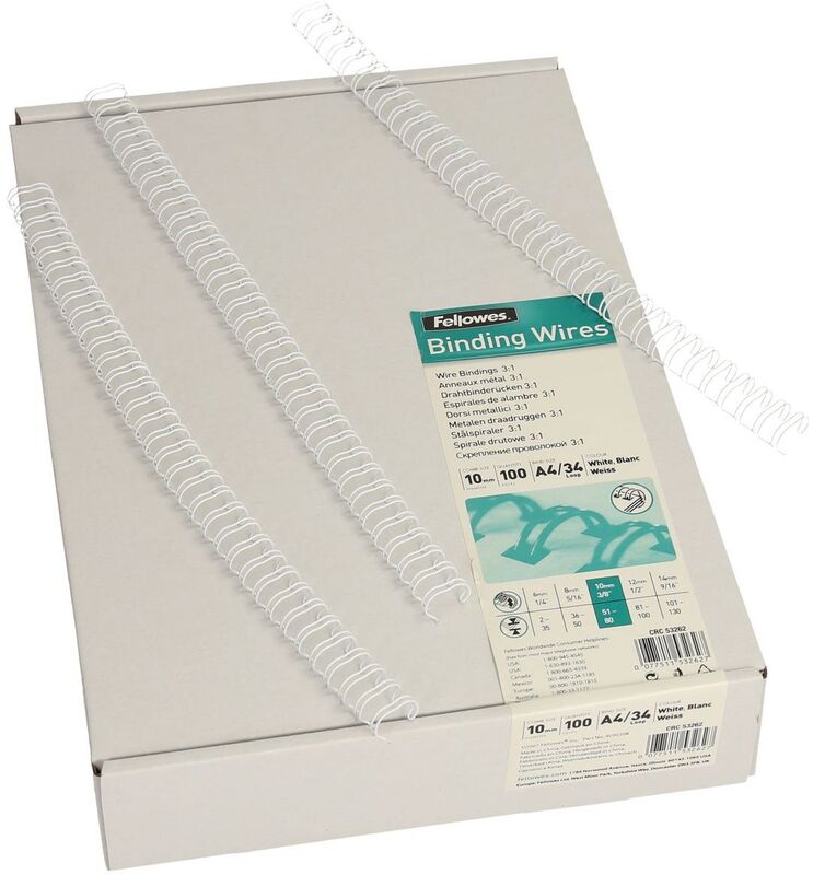 Fellowes Drahtbinderücken, A4, 10 mm, weiss, 100 Stück