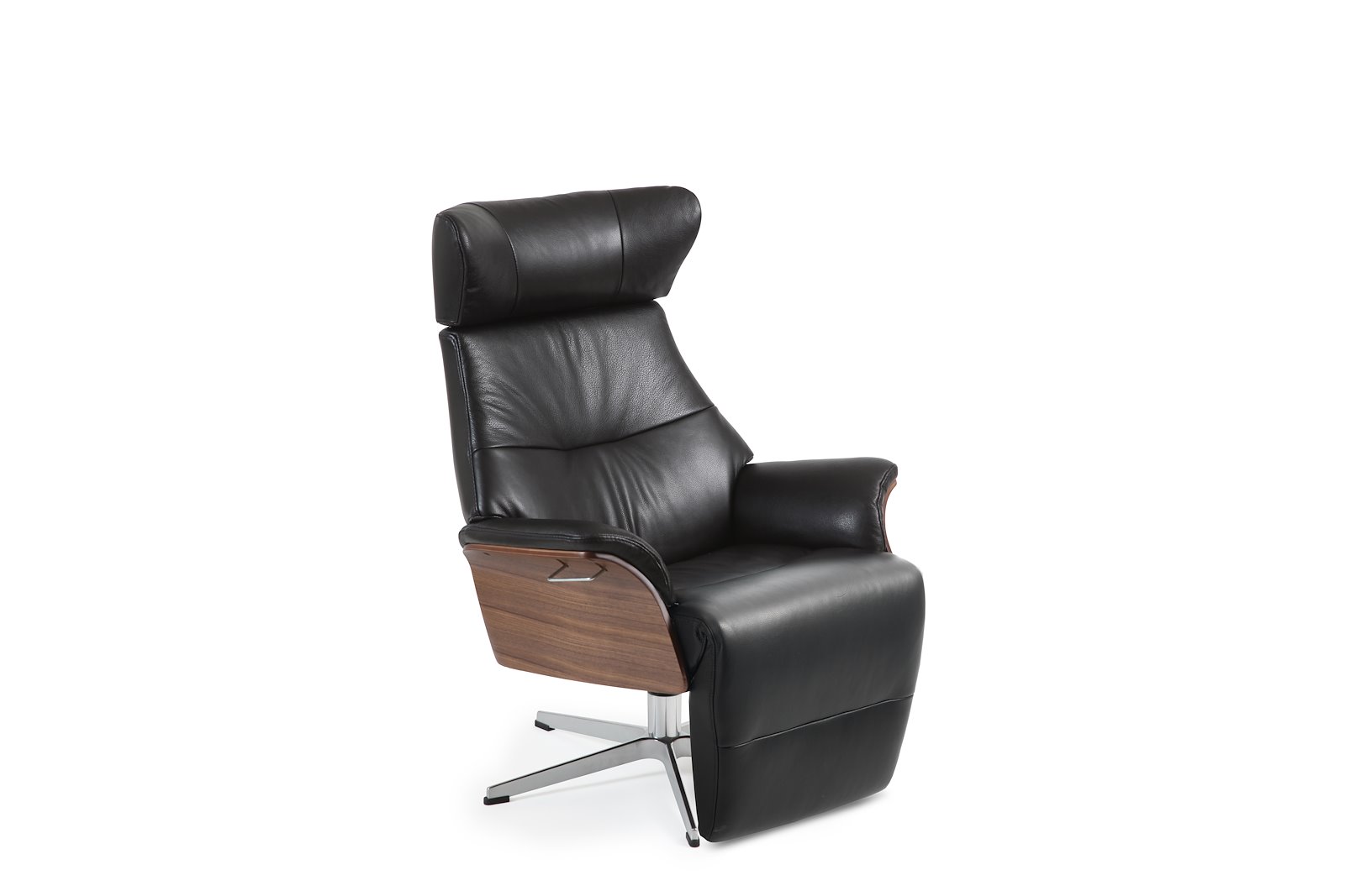 Air lenestol med fothviler I hud Zero 2534-89 Black, standard svingfot alu. Skrog i valnøtt