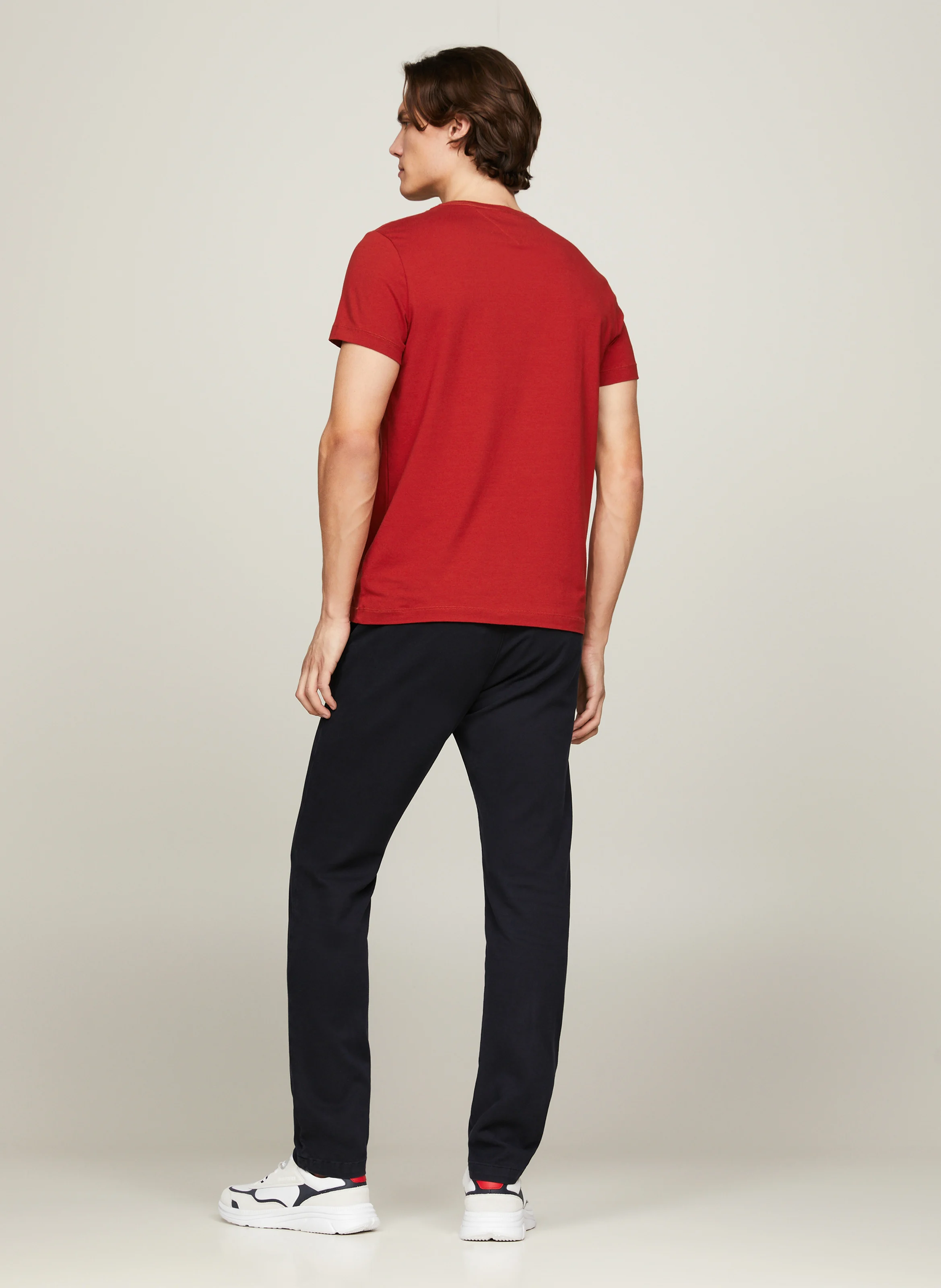 Tee-shirt col rond slim-fit en coton bio | Rouge