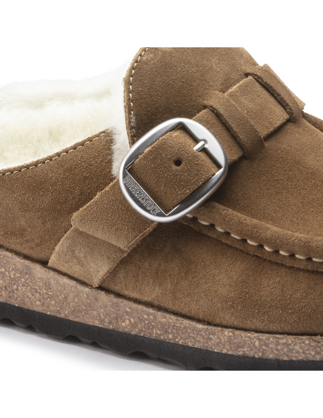 birkenstock sabots fourrés femme buckley suede shearling daim marron