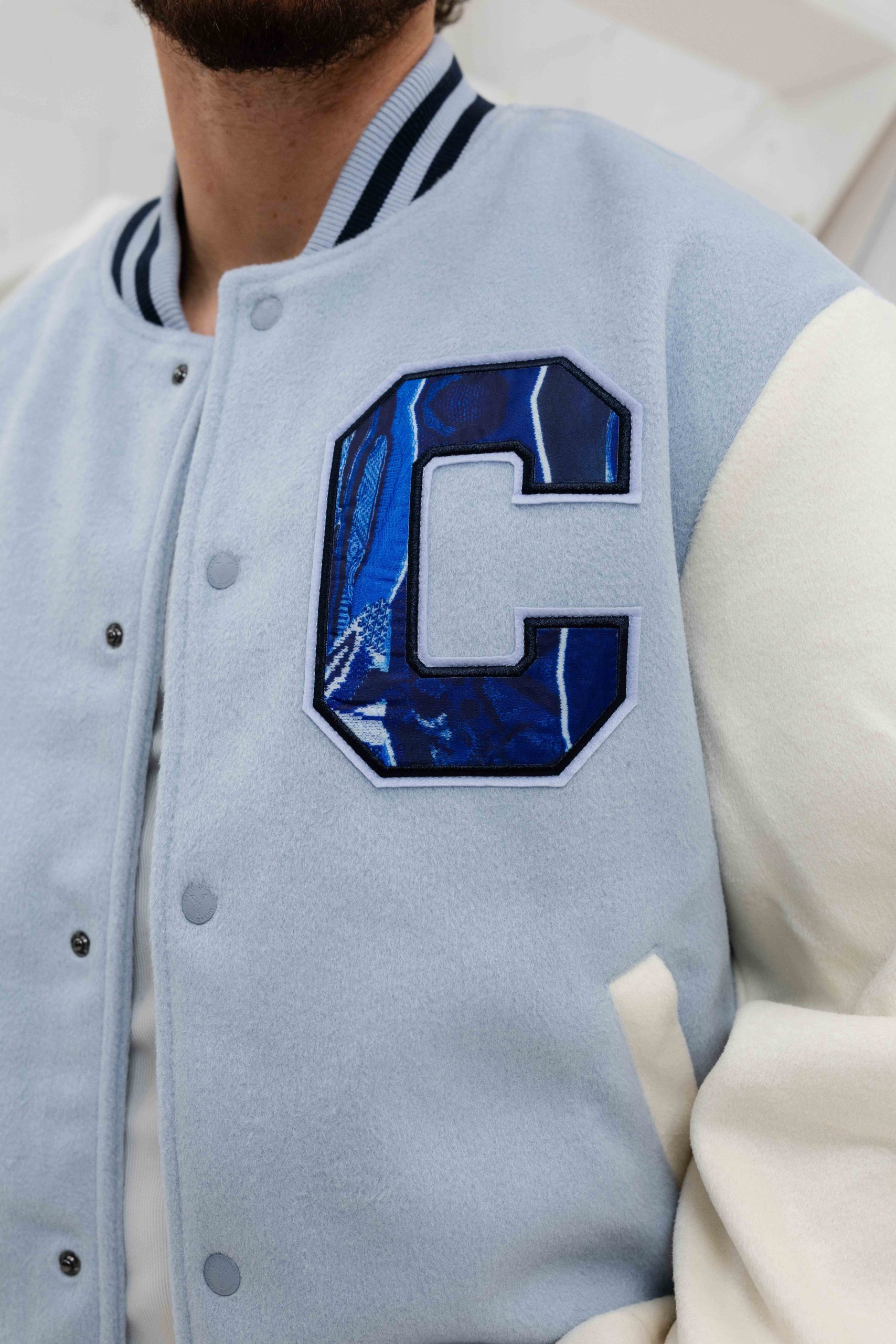Carlo Colucci College Varsity Jacket Heren Lichtblauw