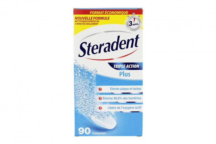 Stéradent triple action plus 90 comprimés