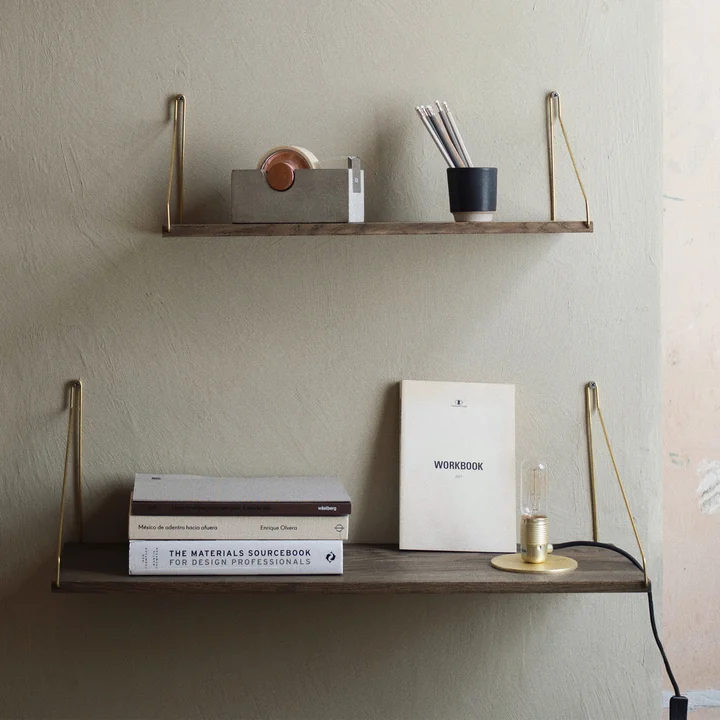 Frama - Shelf Regal 60 x 20 cm, Eiche / Messing