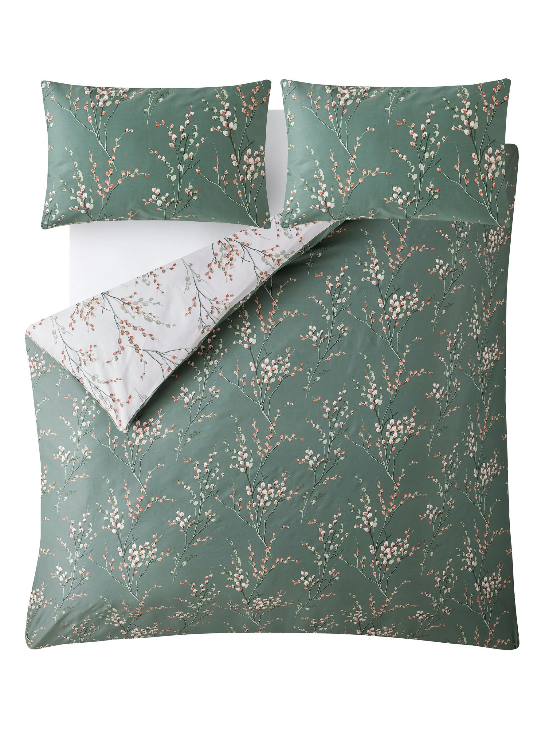 Laura Ashley 100% Cotton Sateen 200 Thread Count Pussy Willow Duvet Cover and Pillowcase Set