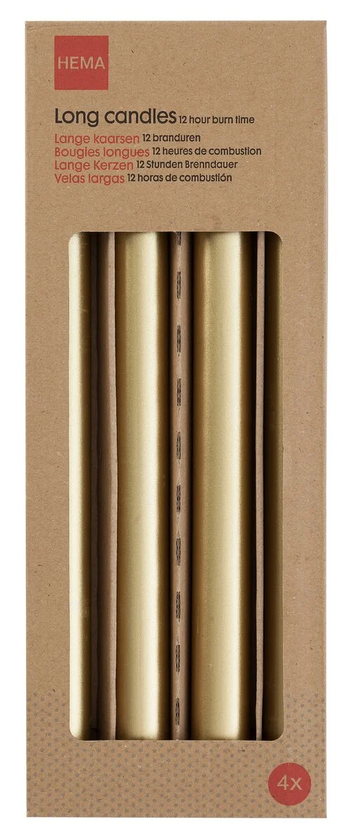 4 bougies longues Ø2.2x29 doré