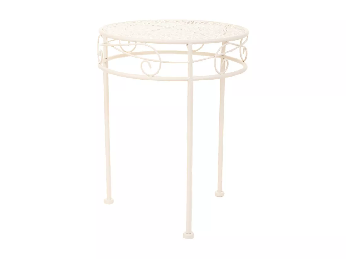 Lot de 3 cache-pots en fer forgé blanc 30x30x38h-25x25x33h-20x20x28h cm