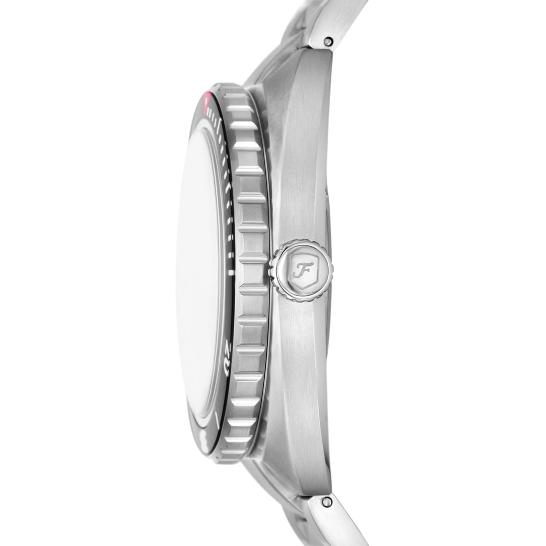 Fossil Breaker Date Silbrig / Weiss 42mm