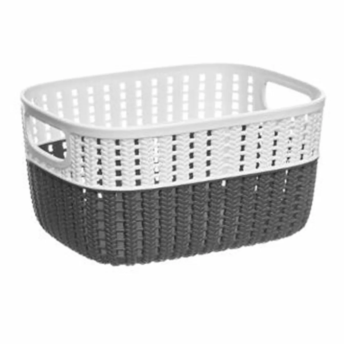 Panier de Rangement Bicolore 3,5L - Blanc et Gris