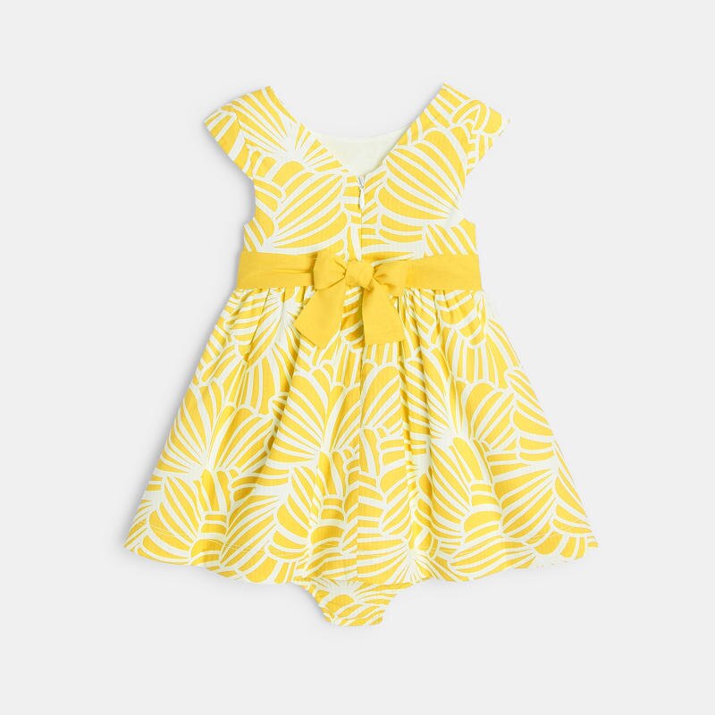 Robe de cérémonie impression graphique et bloomer jaune bébé fille Jaune