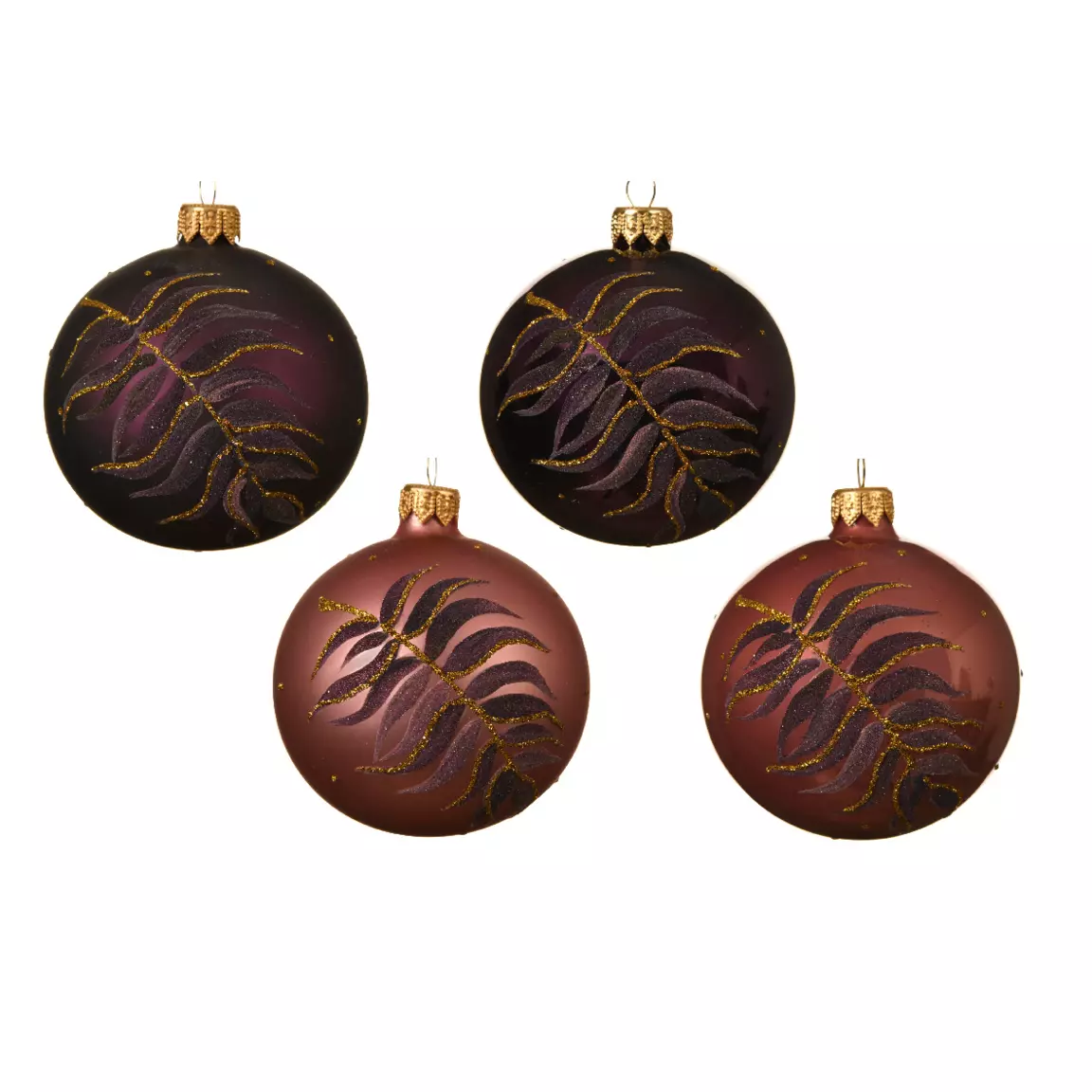 Lot de 6 boules de Noël en verre (D80 mm) Palma Violet