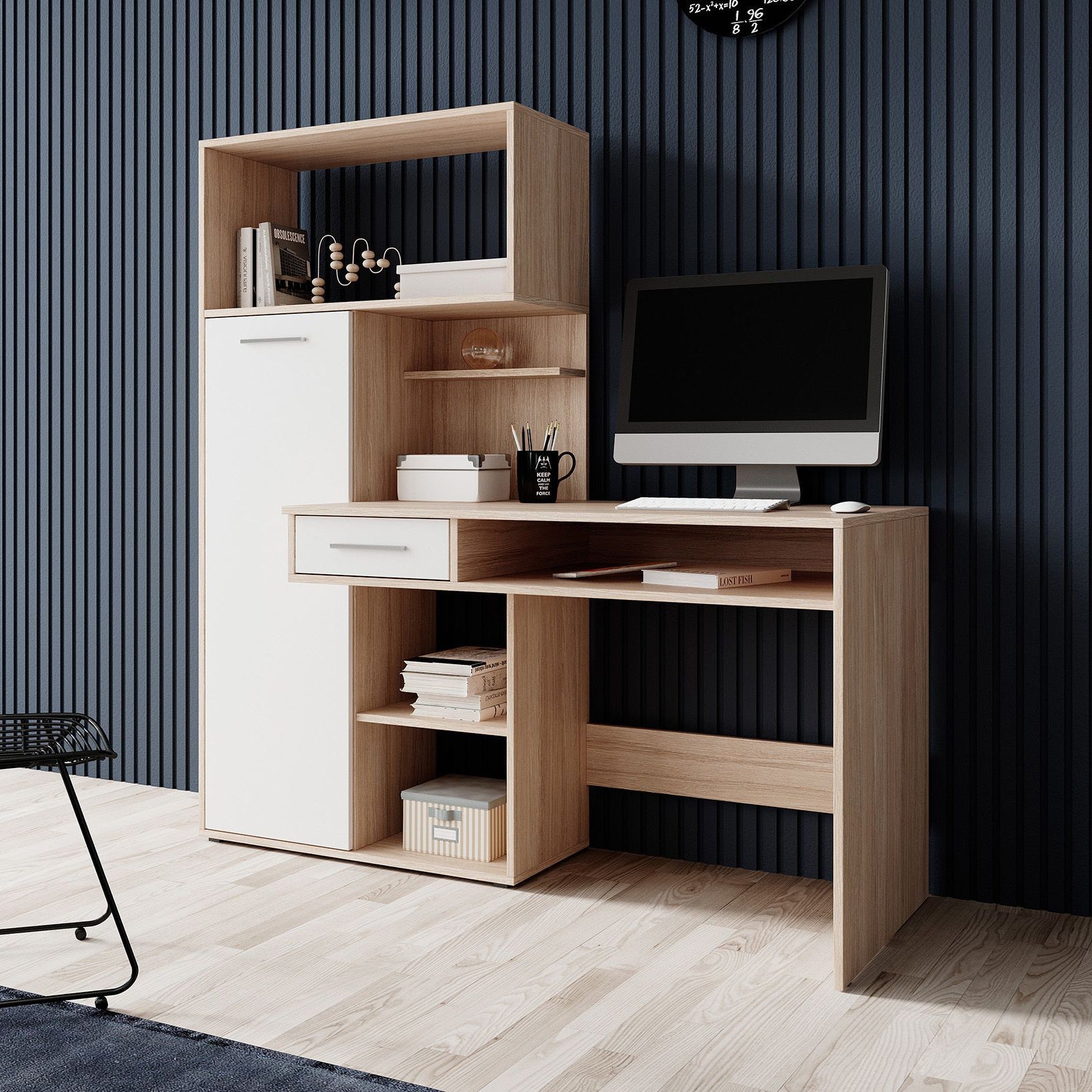 Harrah - Bureau - Eiken - Wit - 150 cm