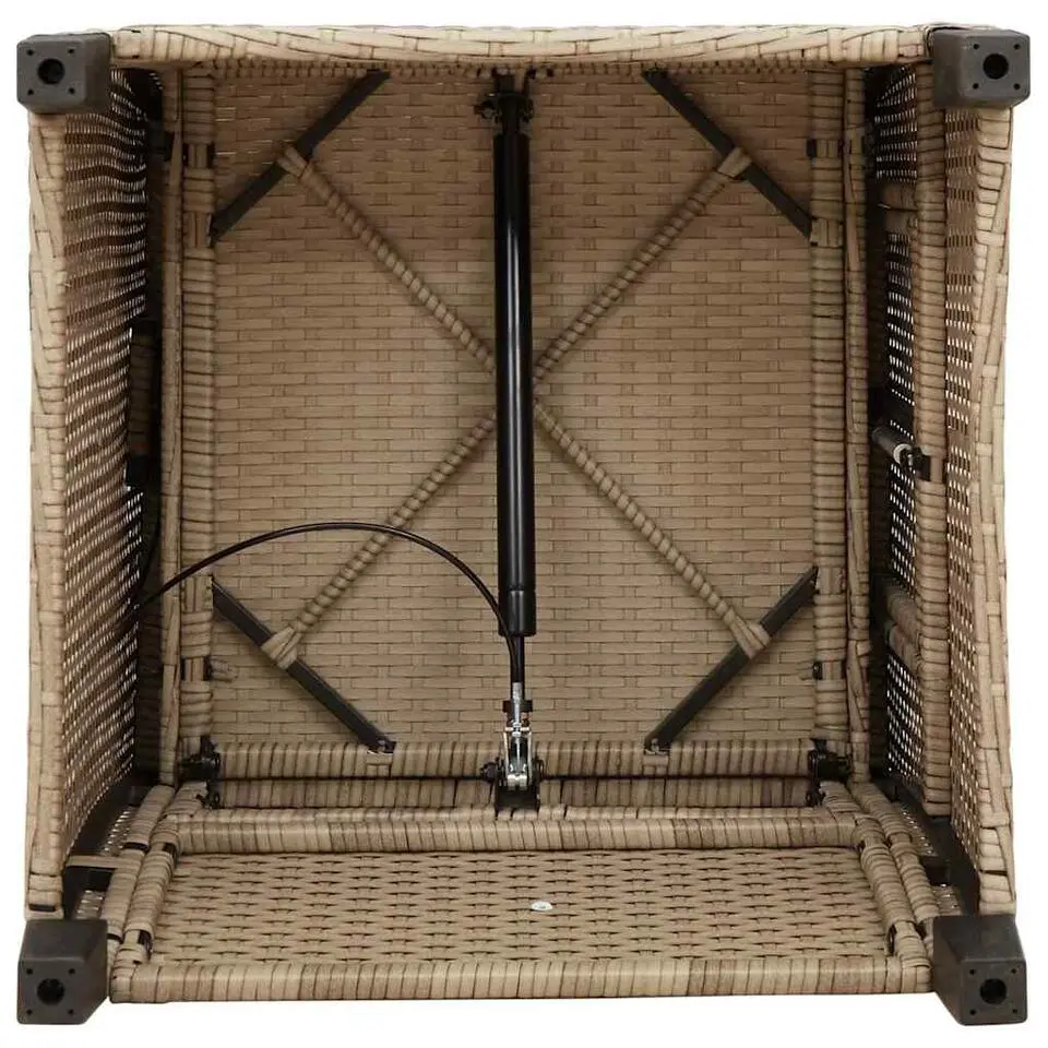 vidaXL - Verstelbare tuinstoel met bijzettafel - Beige - Poly rattan