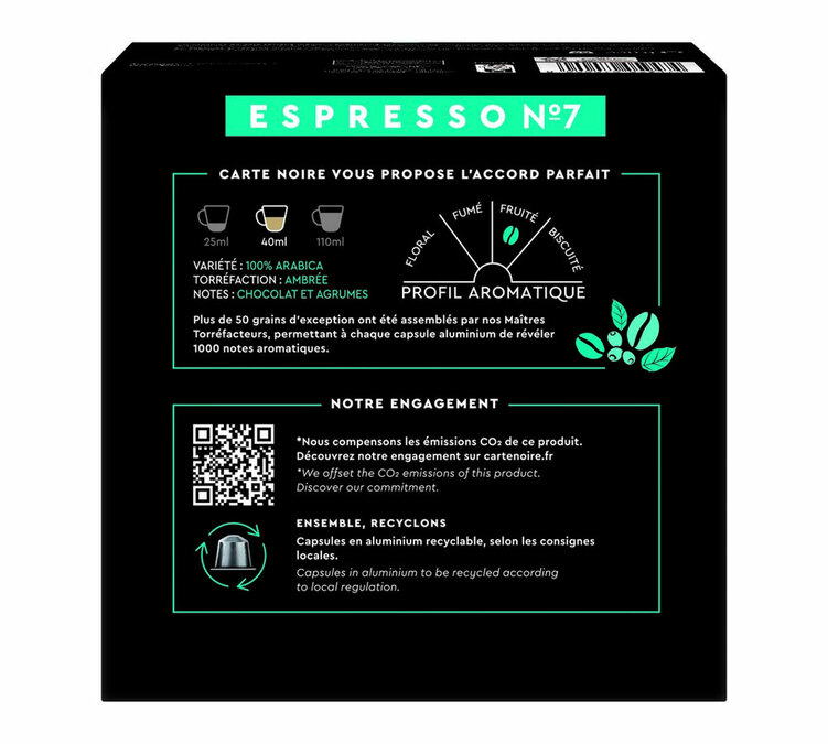 60 Capsules  compatibles Nespresso® - Espresso Classique n°7 - CARTE NOIRE