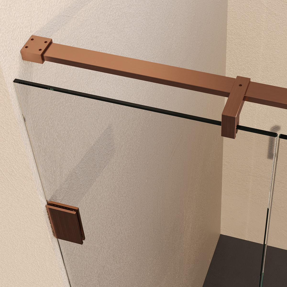 Brauer Void Carving profielloze nisdeur 110cm met draaideur 60cm aan muur koper geborsteld PVD