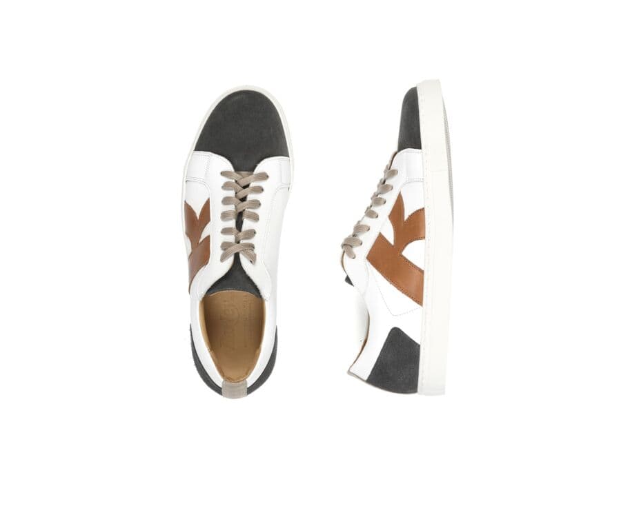 Sneakers homme Blanc et Velours Gris - BRENTWOOD
