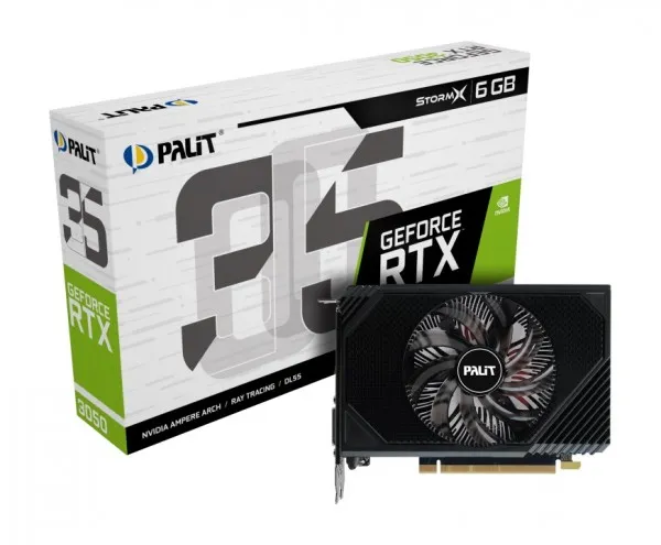 Palit GeForce RTX 3050 StormX 6GB - Grafikkort - GF RTX 3050 - 6 GB GDDR6 - PCIe 4.0 - HDMI, DisplayPort, DVI - boks