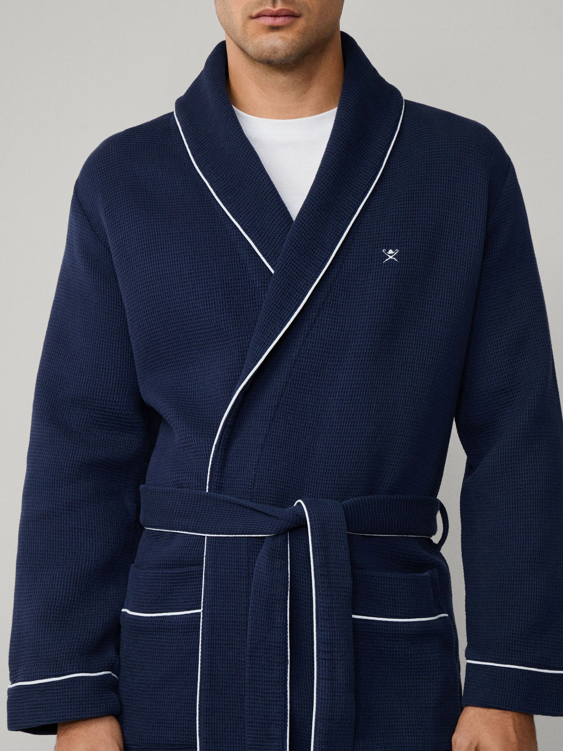 Hackett Blue Pure Cotton Waffle Robe