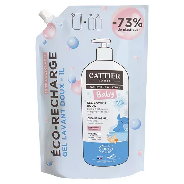 Cattier Baby Gel de Limpeza Suave Orgânico Refil 1L