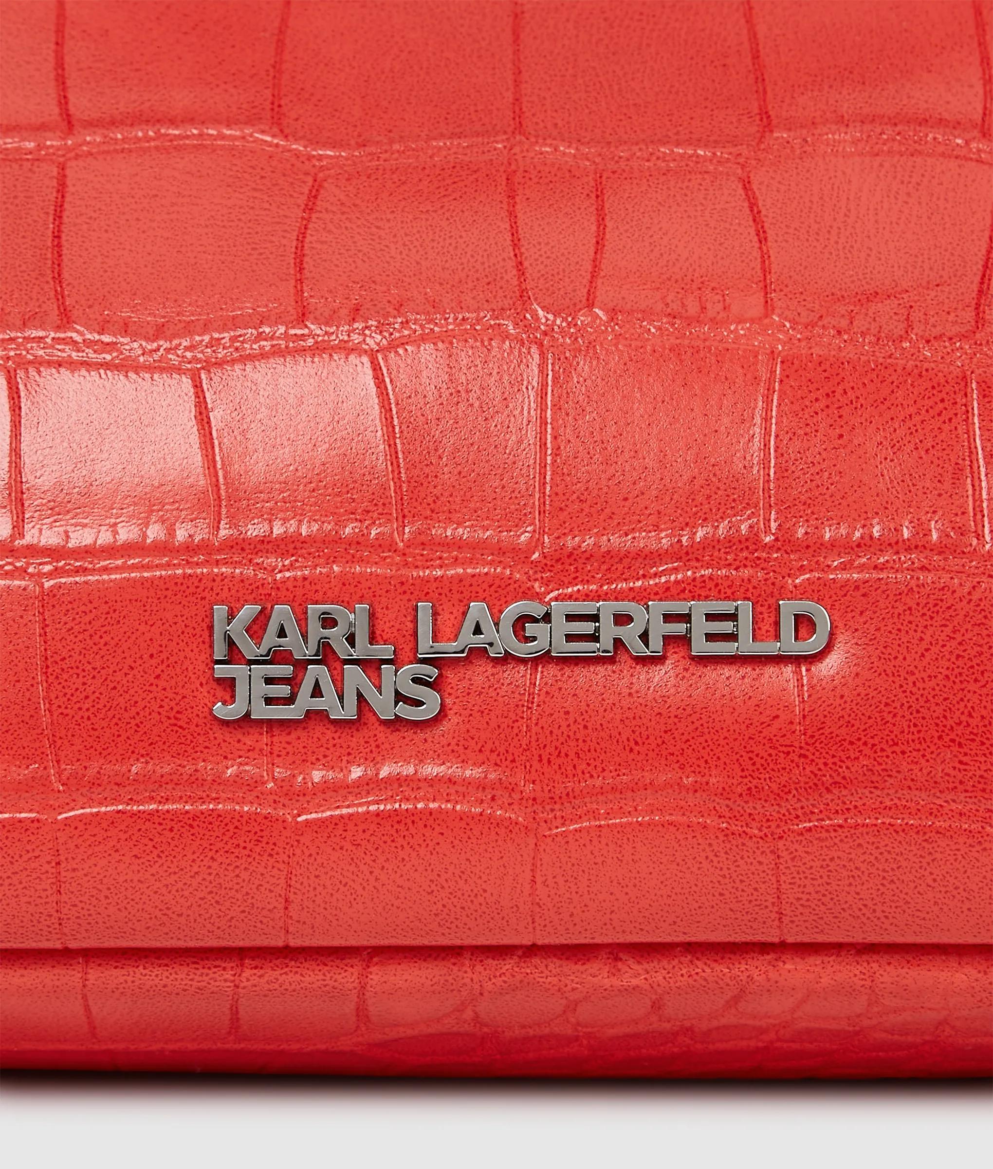 Langwerpige schoudertas van leer in croco look