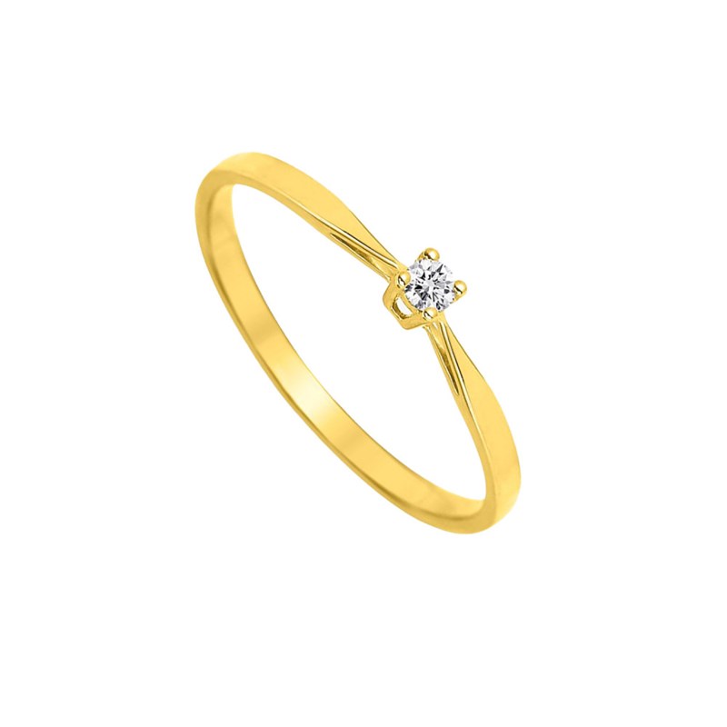 Bague Femme - Or 18 Carats - Diamant 0,04 Carats