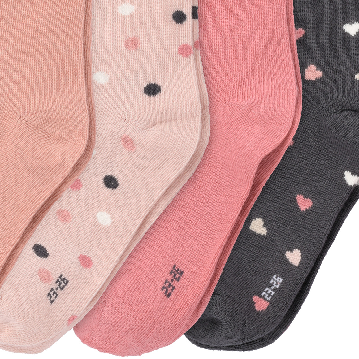 Topolino 5 Paar Mädchen Socken im Set rosa / dunkelgrau / cremeweiss