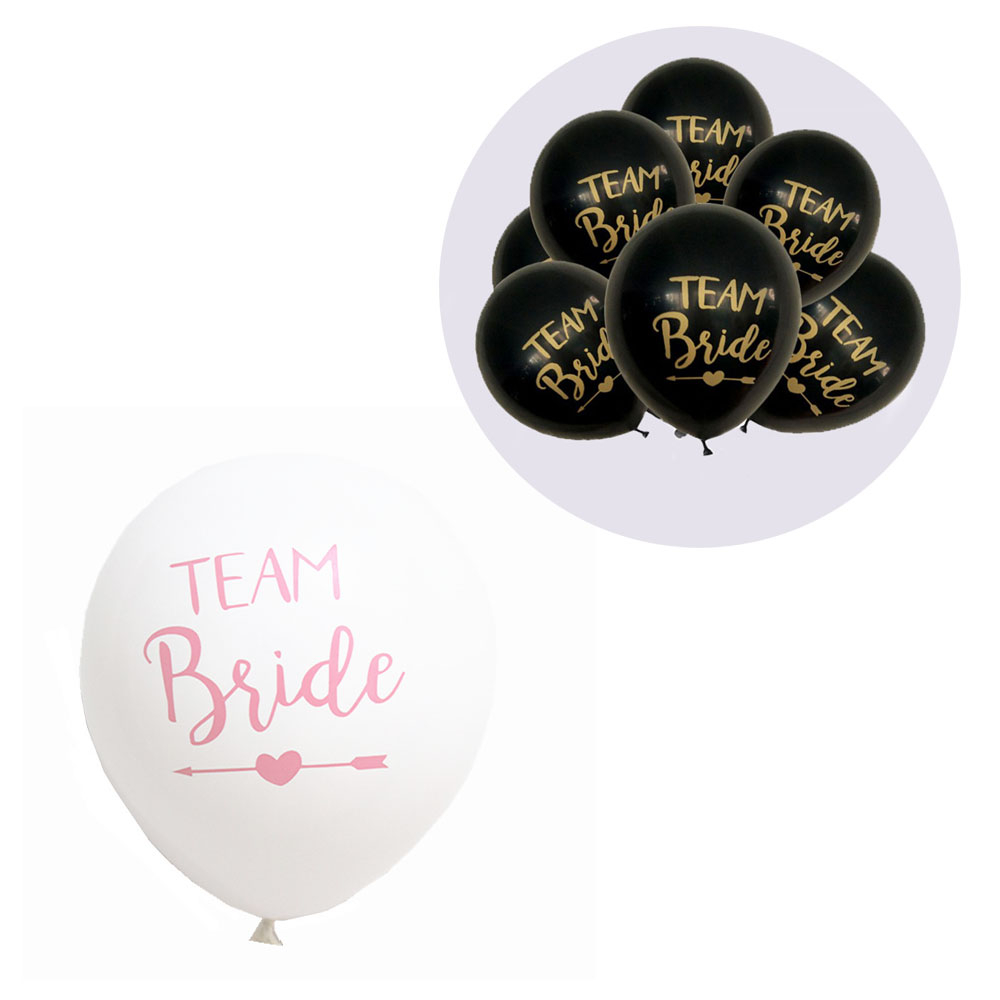 (10er Set) Team Bride Ballons Junggesellinnenabschied Luftballons - Weiss / Pink