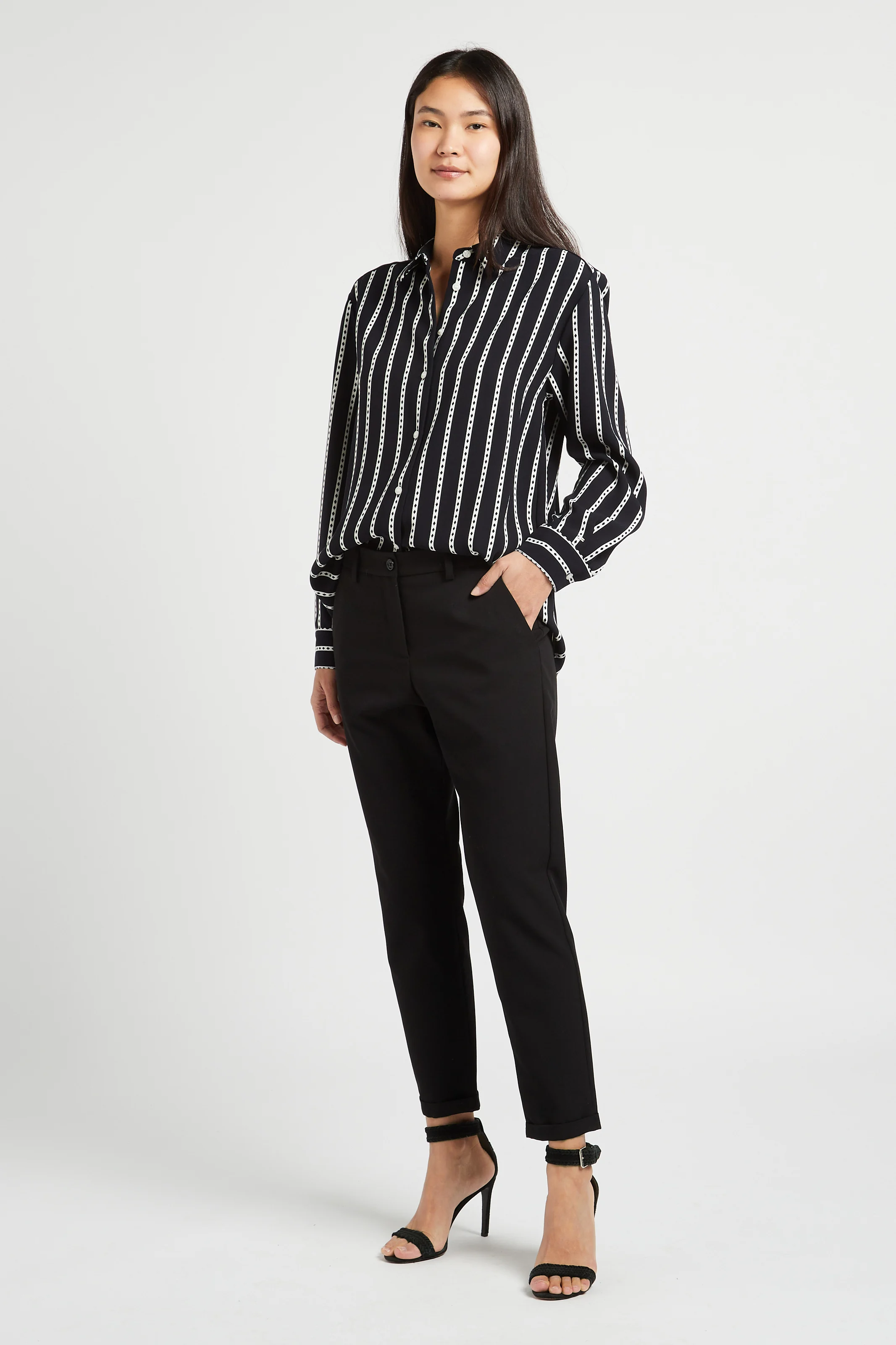 Chemise droite col classique imprimée | Bleu
