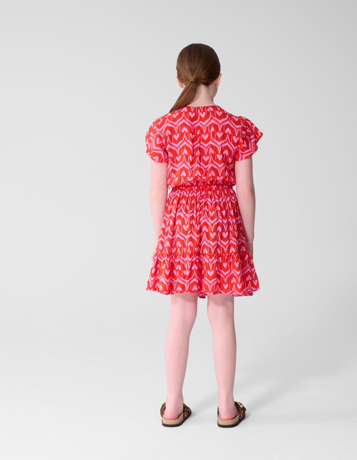Heart Print Mini Jurk Roze
