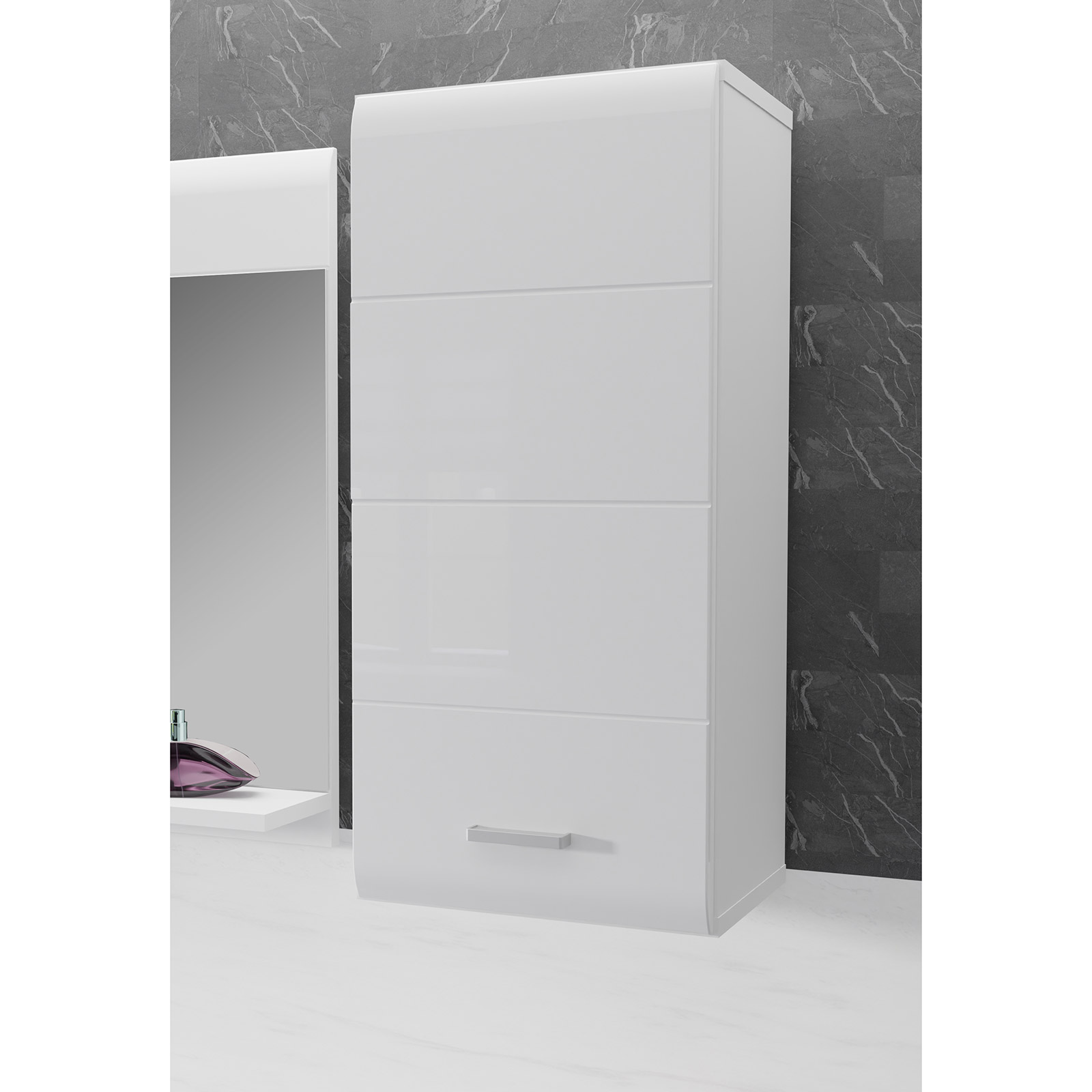 Hängeschrank - weiß Hochglanz-weiß - 64 cm hoch
