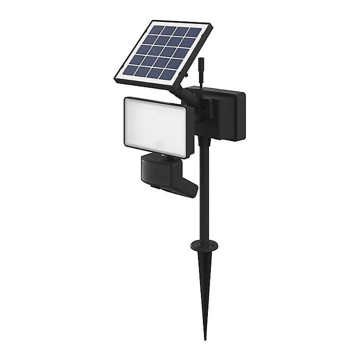 Projecteur à piquer Davern LED intégrée solaire 400lm 6W IP65 GoodHome noir