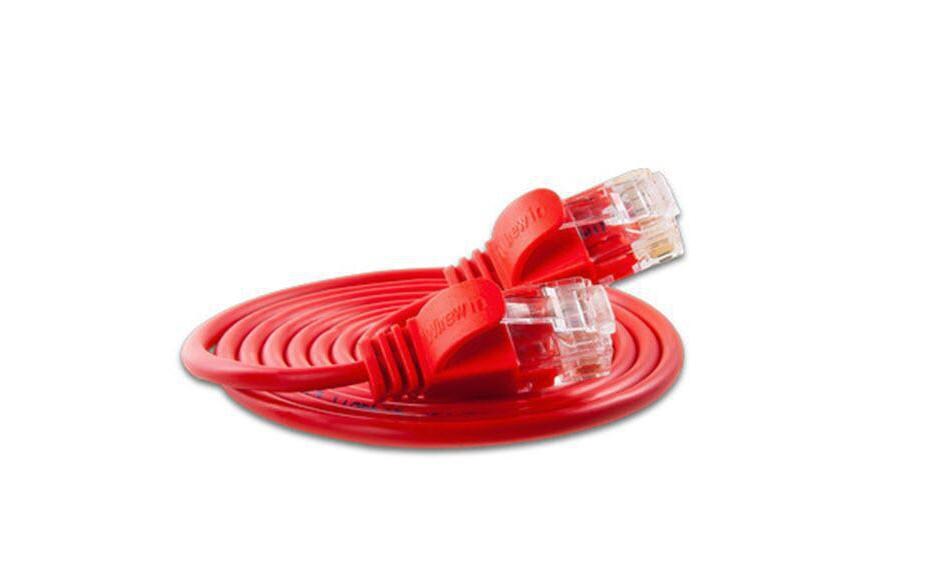 Slimpatchkabel RJ-45 - RJ-45, Cat 6, UTP, 2 m, RotLightpatchkabel rund, ungeschirmtes Twisted-Pair-Kabel (U/UTP) mit Klinkenschutz