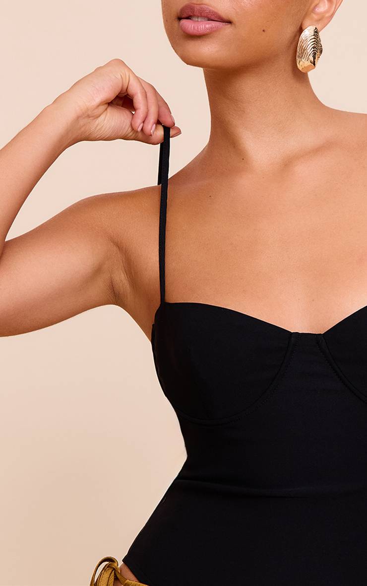 Noir Body Moulant Tissé À Bretelles Extensibles
