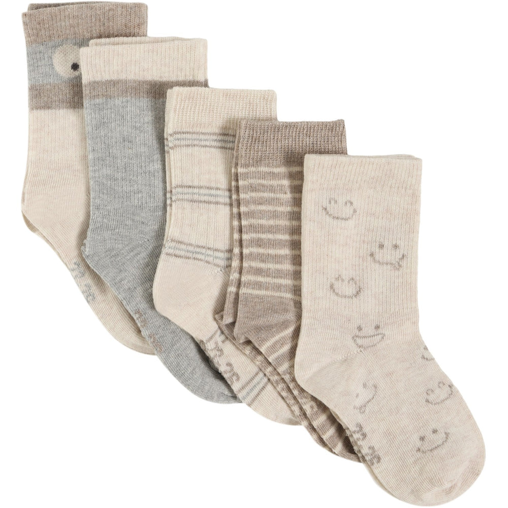 Køb Minymo Light Grey Melange Strømper M/ Pattern 5-Pack