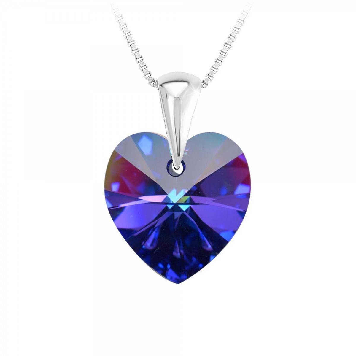 Collier coeur en Argent rhodié 925 SC Crystal orné de Cristaux scintillants