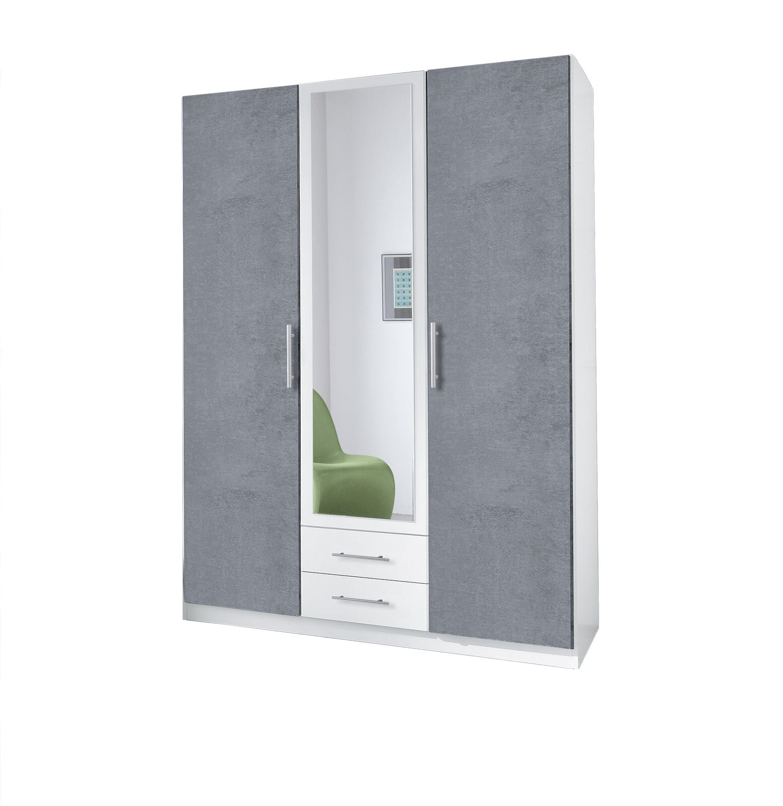 Kleiderschrank Cliff Weiß/Beton Nachbildung Lichtgrau ca. 135 x 197 x 58 cm